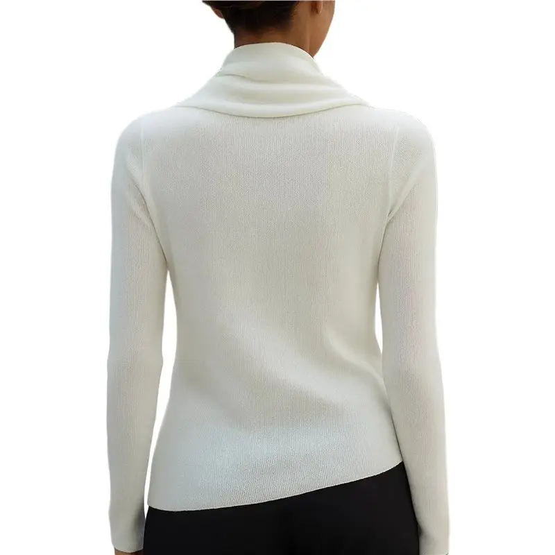 

ABRT-Women's Elegant Cowl Neck Long Sleeve Blouse Fashion Casual Going Out Office Work Ladies Cozy Tops White XL