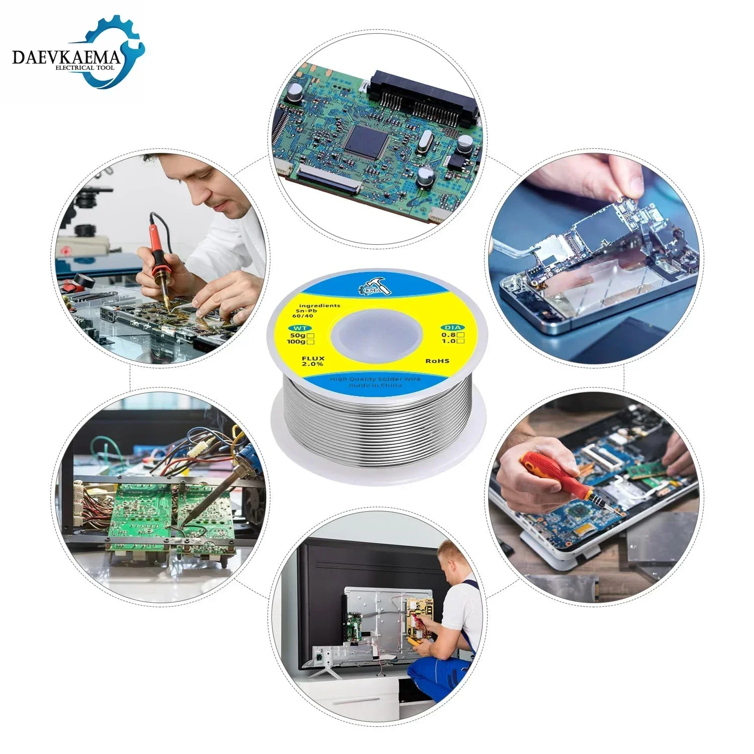 Tin Lead Flux Core Solder 60/40 25/75 50g Reel - Soldering for Circuit Board & Craft 0.8mm 1mm Optional
