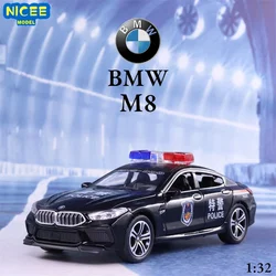 1:32 BMW M8 Car Model Decoration Simulation Alloy Car Model Police-Car Model Sound Light Toy Pull Back Car Children Gifts A29