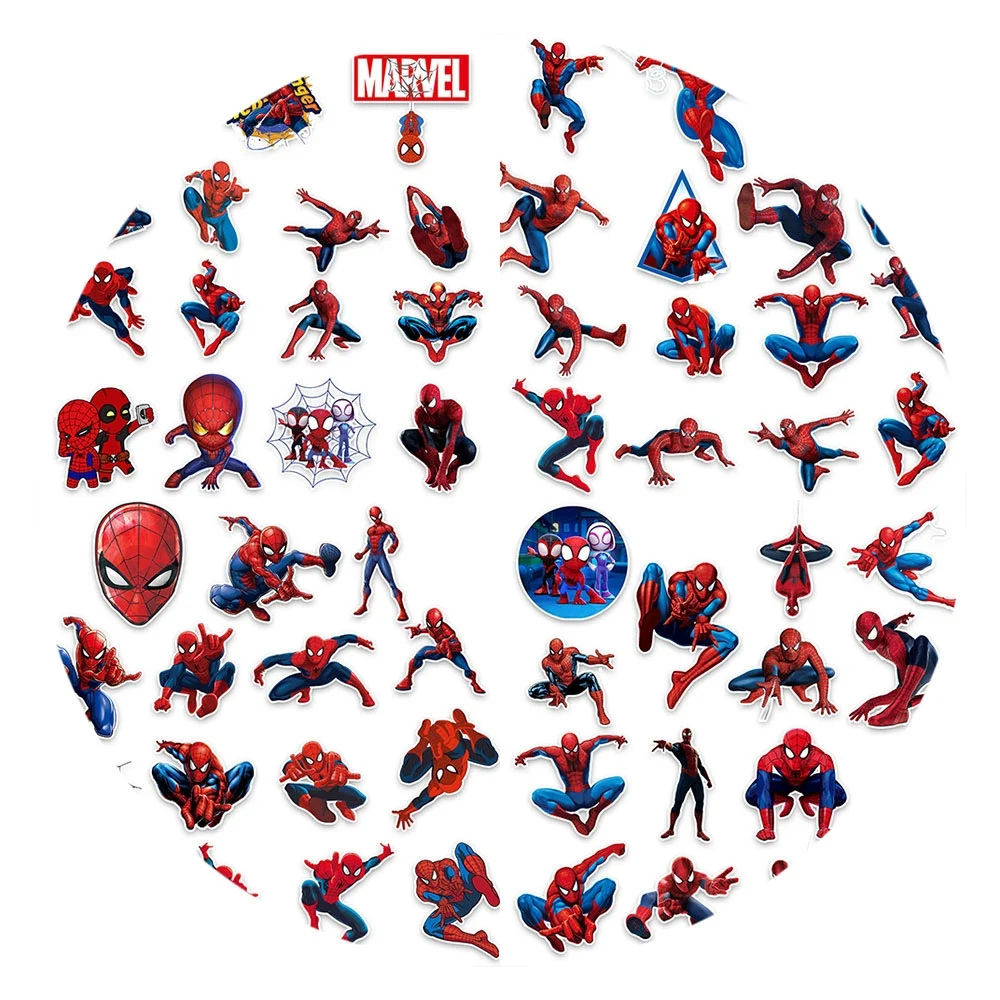 60 قطعة من ملصقات الرسوم المتحركة لفيلم الرسوم المتحركة Spider Man PVC لوح التزلج والقرطاسية والكمبيوتر المحمول ملصق تزيين ذاتي الصنع هدية العيد
