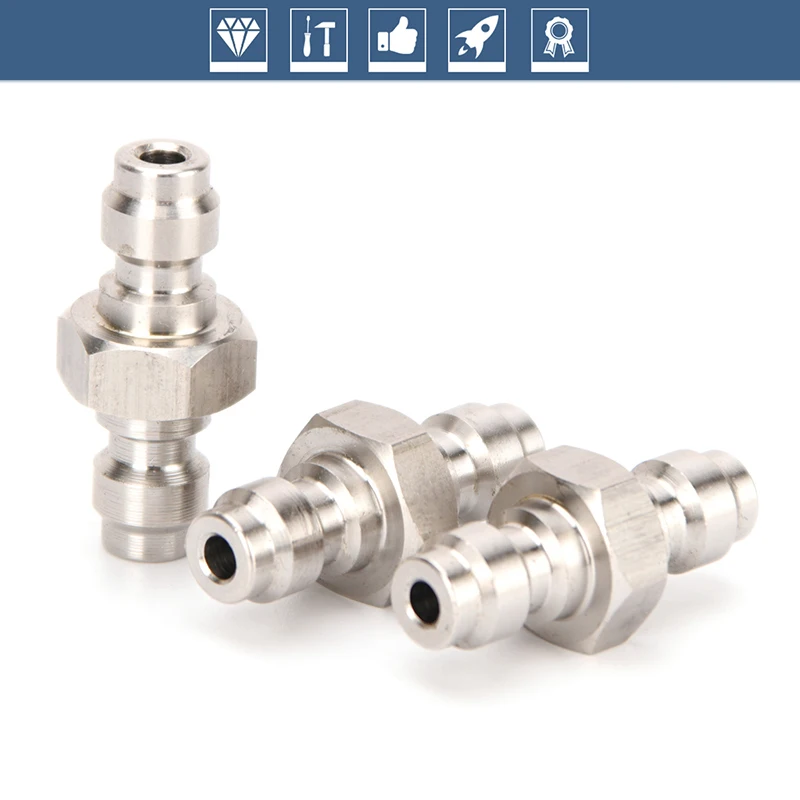 Stainless Steel Double End Male Plug Male-Male Plug Quick Coupling 8mm Socket 2pcs/set