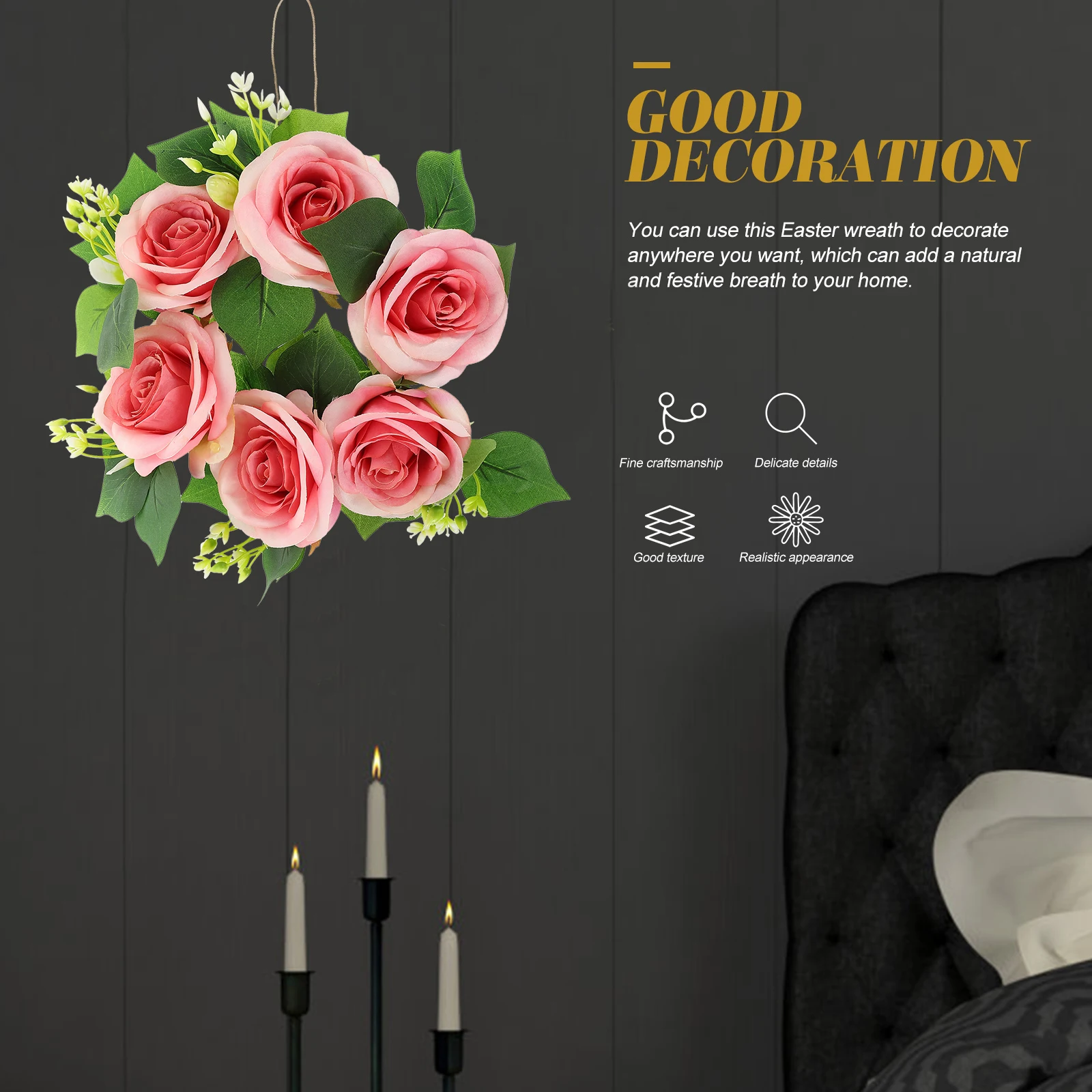

1pc Wedding Floral Artificial Flower Wreath Artificial Flower Pillar Ring Wedding Decoration Party Wreath