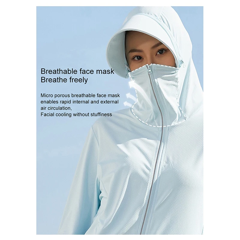 Women's Sunscreen Zipper Clothing Detachable Large Brim UPF50+ Outdoor Jacket For Sun Protection Ldeal Strolling Hiking 5 Colors
