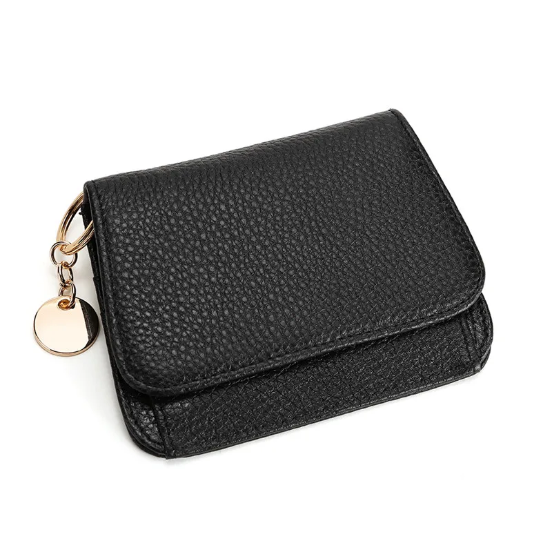 Cartera de piel auténtica para mujer, monedero pequeño con cremallera, monedero corto, tarjetero