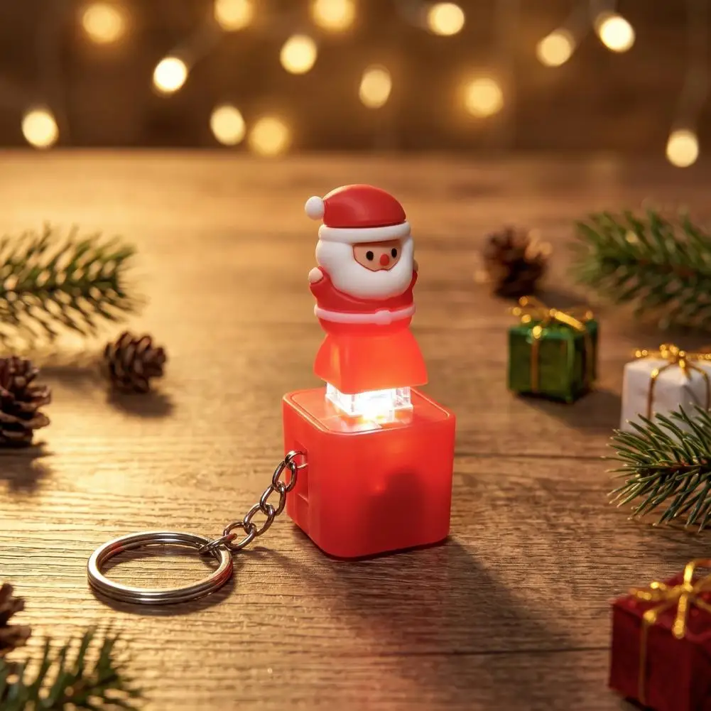 Santa Claus Luminous Voice Keychain, Portable LED Light Pendant for Home Office And Travel Santa Shape Key Holder