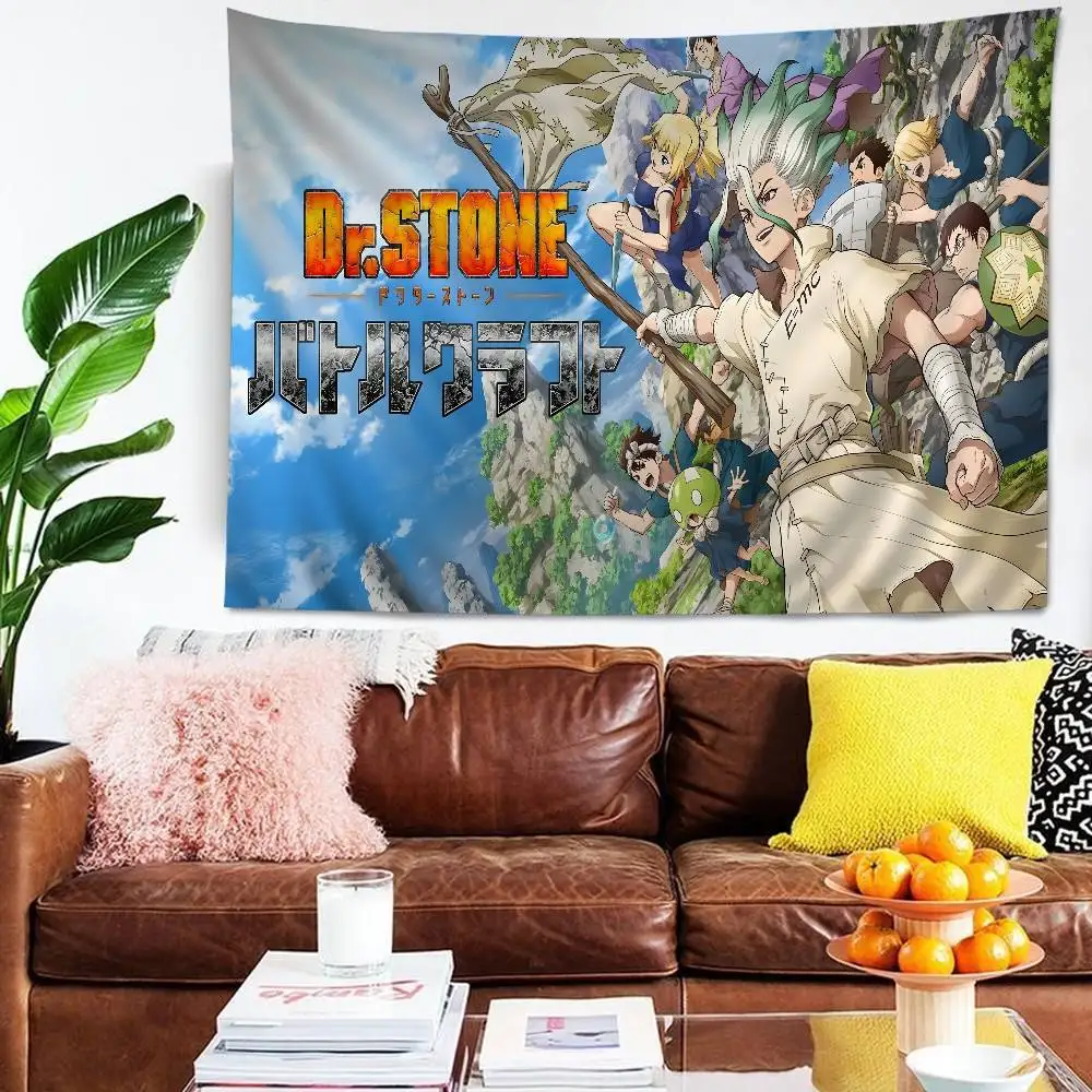 Dr.STONE Anime Anime Tapestry Hippie Flower Wall Carpets Dorm Decor Cheap Hippie Wall Hanging