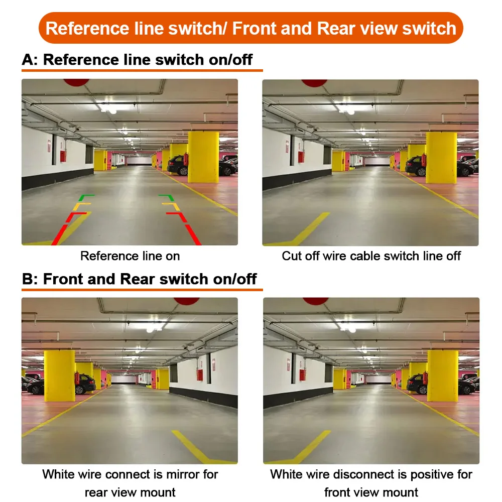 Carsanbo CCD 720*488 150° Car Rear View Backup Camera with Ruler Line Angle Adjustable IP67 Waterproof Night Vision Front Camera