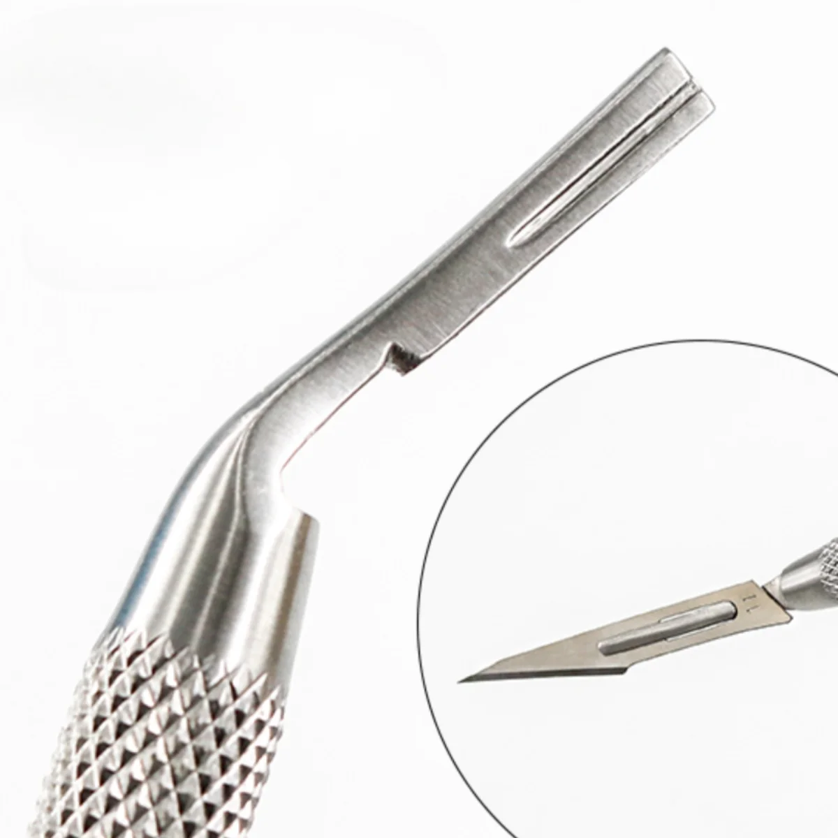 Stainless Steel Durable Non Slip Round Scalpel Handle Surgical Scalpel Handle  10-19 Size Blades