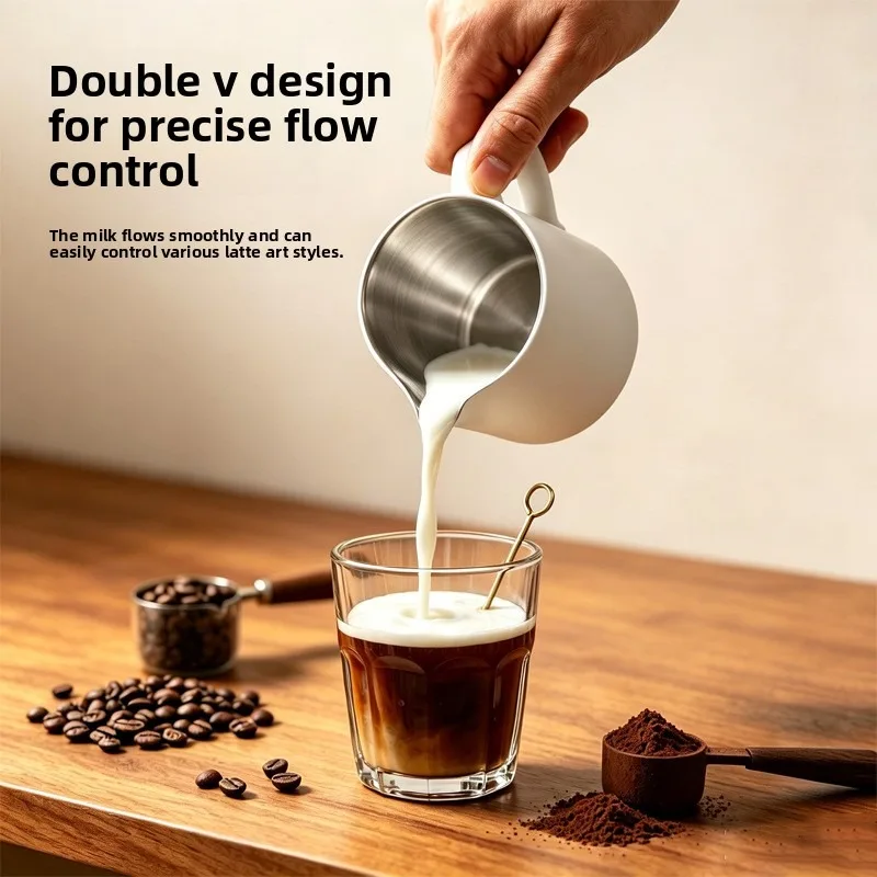 304 Stainless Steel Milk Frothing Pitcher - Graduated Latte Art Cup with Eagle Beak Spout for Home & Cafe  espresso cups