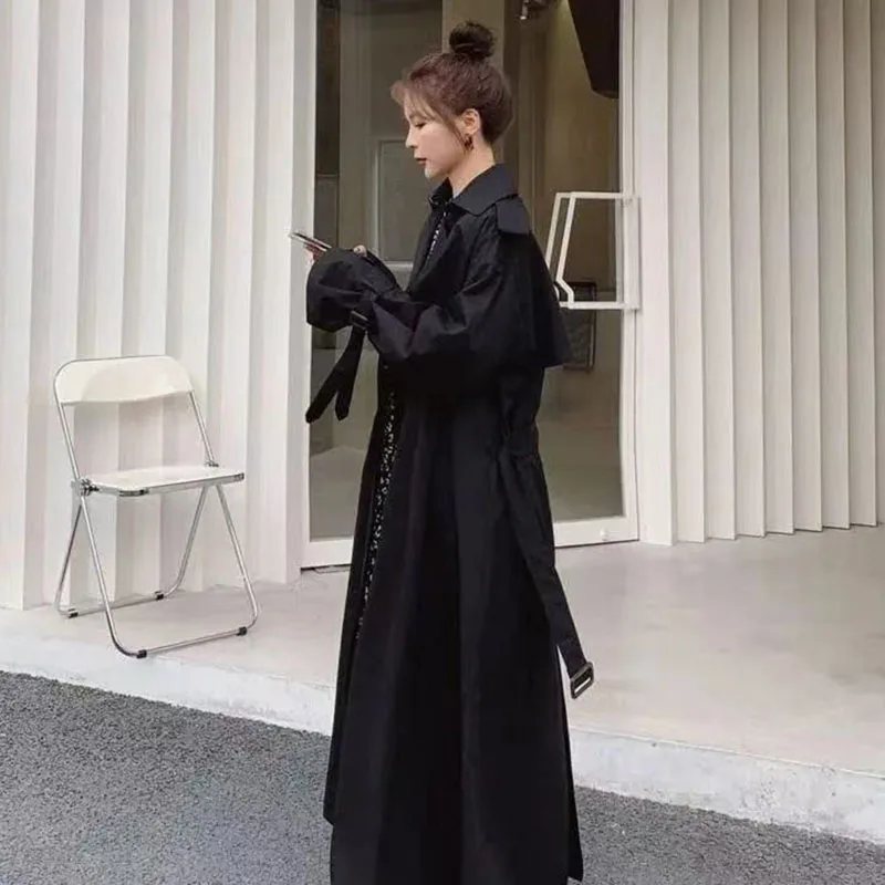 American Super Long Windbreaker Women's Ankle Spring and Autumn 2025 New Korean Version of Loose Mid-Length Knee-High Jacket