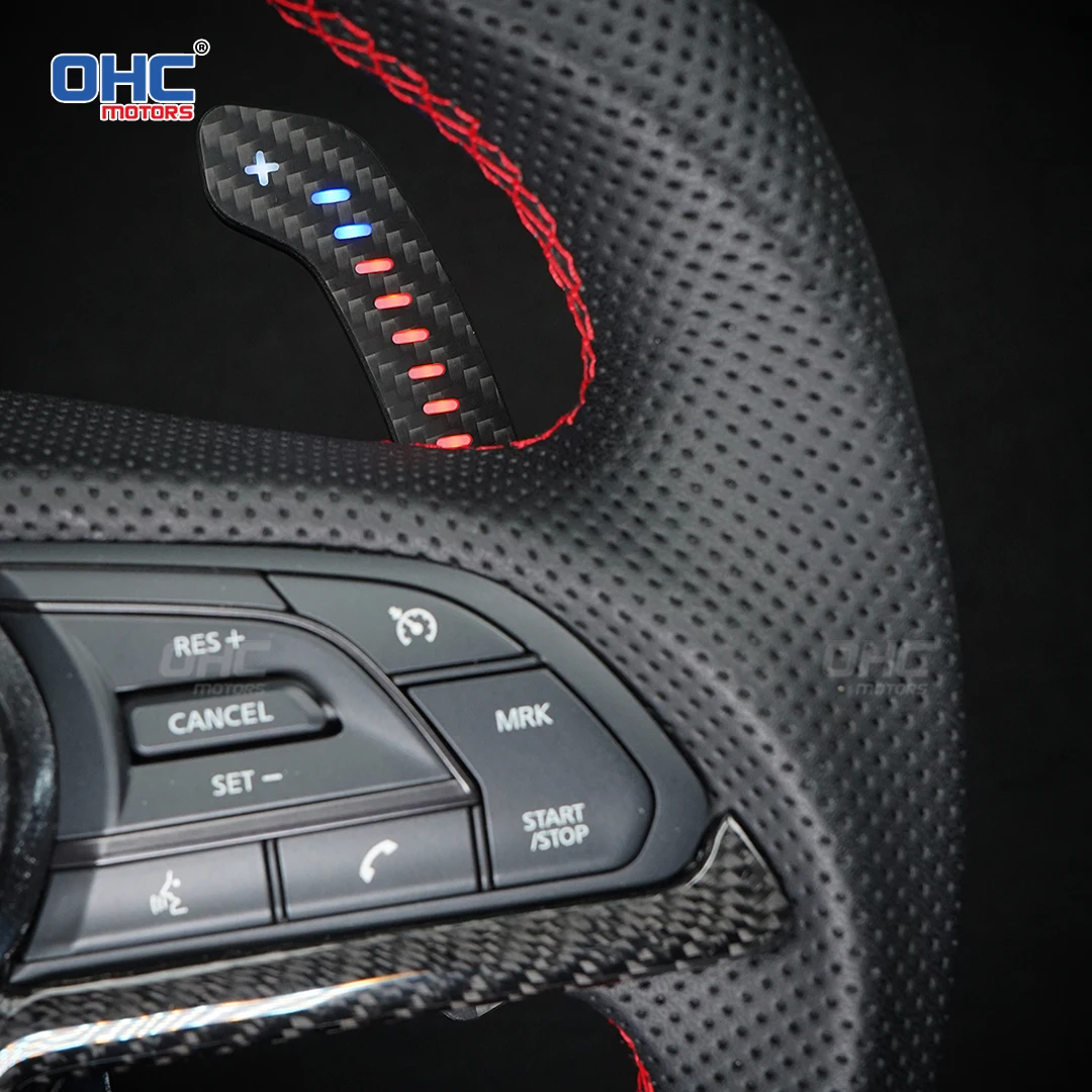 

OHC Motors Real Carbon Fiber Aluminum Alloy Smart APP RPM Light Up LED Magnetic Paddle Shifters For 2017+ NISSAN GT-R GTR R35