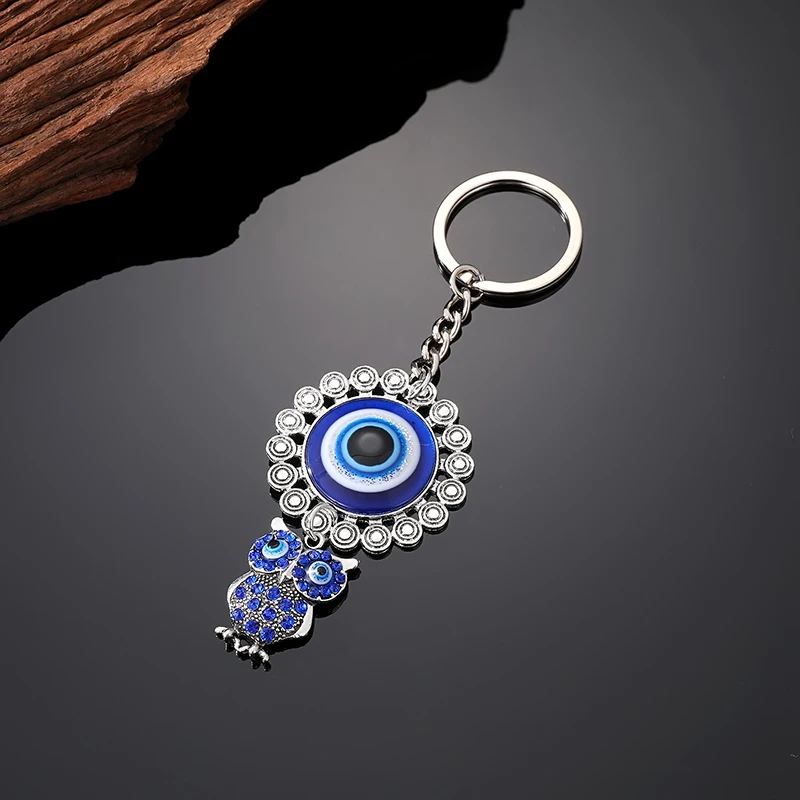 Retro Turkey Eye Elephant Owl Animal Pendant Keychain Keyring Women Men Blue Evil Eye Whale Butterfly Bag Car Phone Key Jewelry