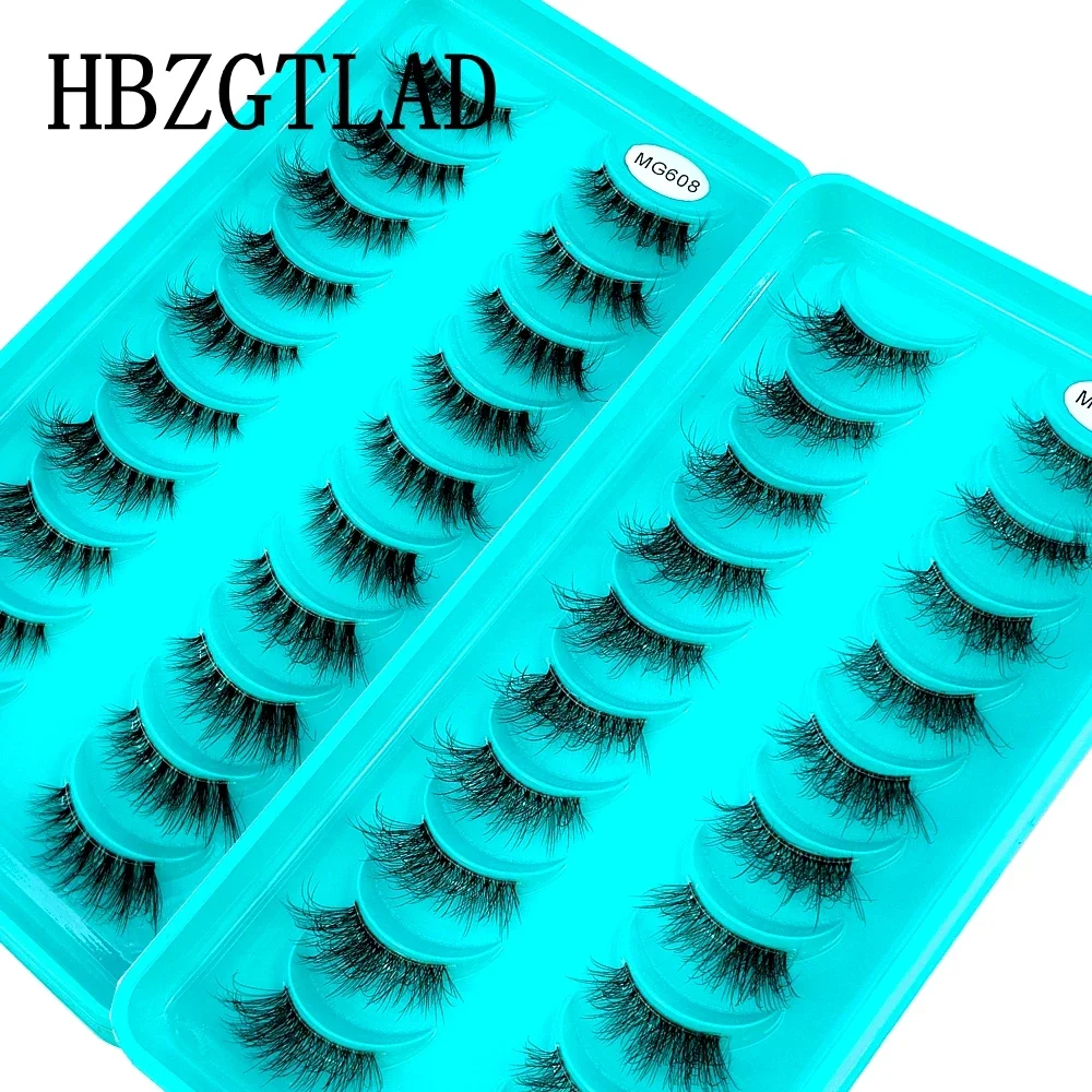 AMSDCN 10Pairs Half Eye Mink Eyelashes Clear Band Eye Lashes Transparent Band False Eyelashes Handmade Dramatic Lashes