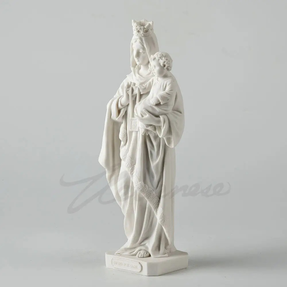 White resin Virgin Mary Statue with Baby Jesus Crowned Madonna Figurine Religious Sculpture Home Decorative Catholic ornament