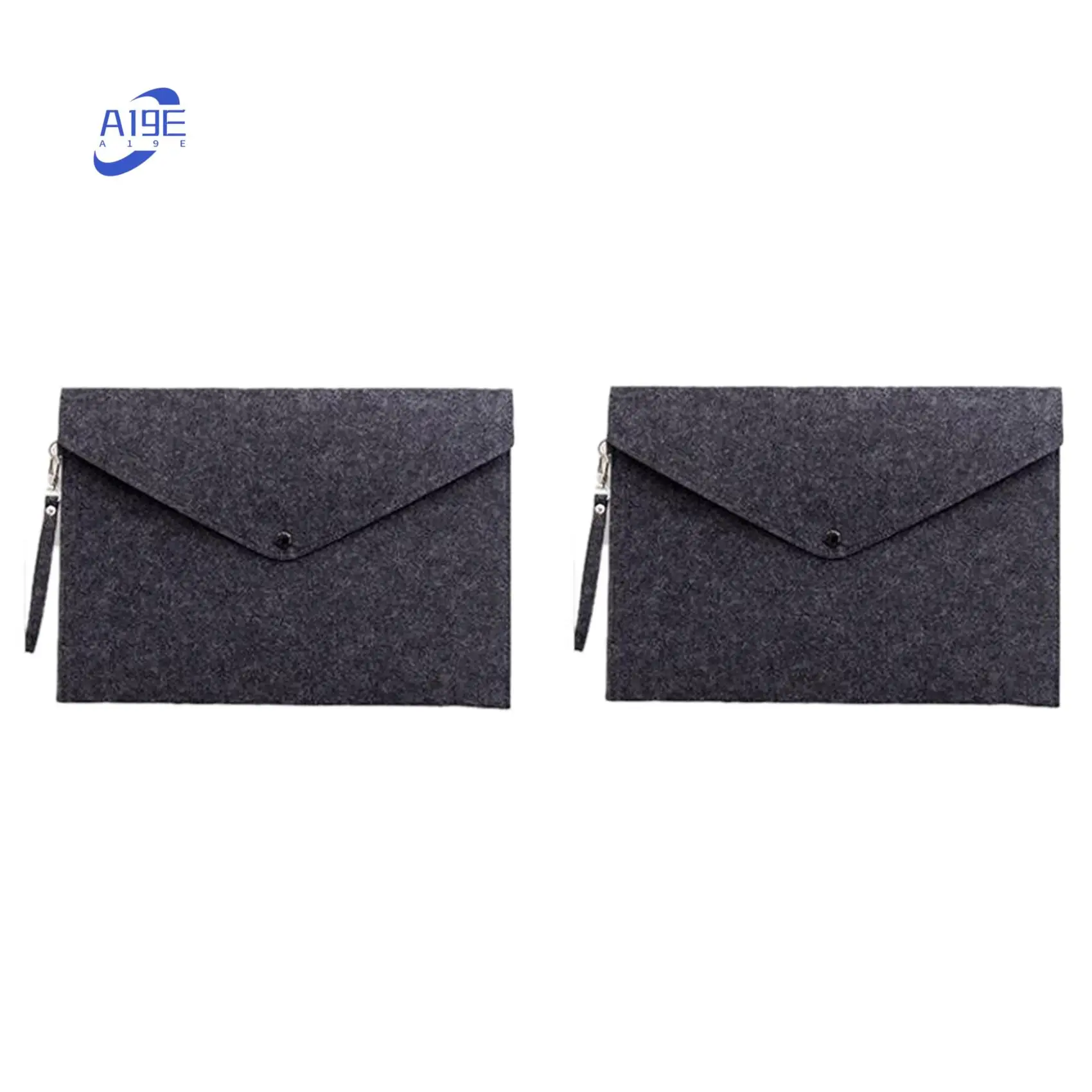 

A19E-Dark Grey 2PC Simple A4 Big Capacity Document Bag Pad Business Briefcase File Folders Chemical Felt Filing Products
