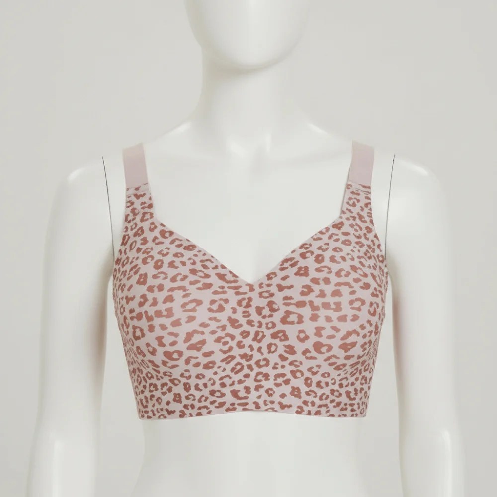 No Underwire Leopard Jelly Bras Seamless Design Full Cup Seamless Lift Bras Removable Pads Soft Thin Mold Wireless Push Up Bra