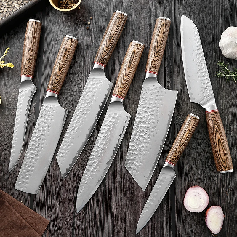 Кухонные ножи XITUO, 1-7 шт., поварской нож Gyuto, нож, бритва, острый ручной Кованый нож для резки мяса, лучший выбор для домашней кухни