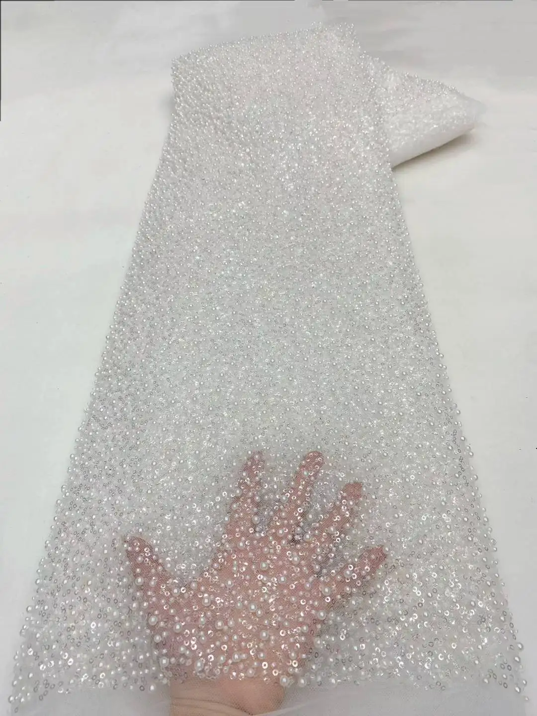 

Latest African Tulle Lace Fabric 2025 French Sequins Fabric Sewing Embroidery With Beads Nigerian Tulle Lace Fabric Party Dress