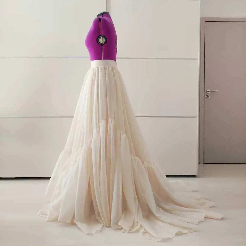 

Elegance Ruffle Wedding Skirt Flowy Bridal Skirt Beige Party Dress Wedding Gown Skirts Bridal Separate Long Formal Skirt Custom