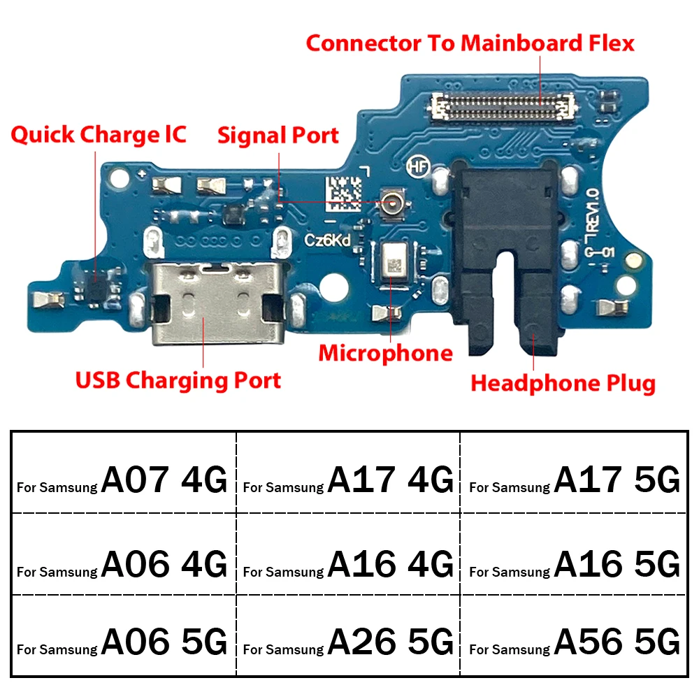 

Разъем для док-станции для зарядного устройства Micro USB, порт для зарядки, гибкий кабель для микрофона для Samsung A06 A16 A26 A56 A07 A17 4G 5G