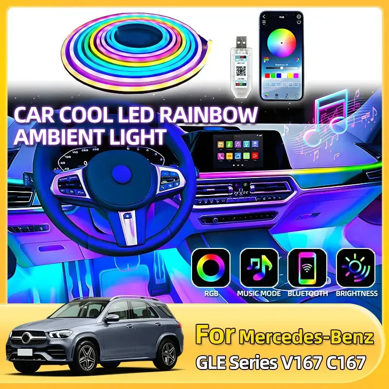 1/5 м RGB интерьер автомобиля радужная светодиодная лента для Mercedes-Benz GLE серии V167 C167 CLS/GLA/CLA серии C257 H247 C118 1/5 м RGB интерьер автомобиля радужная светодиодная лента для Mercedes-Benz GLE серии V167 C167 CLS/GLA/CLA серии C257 H247 C118