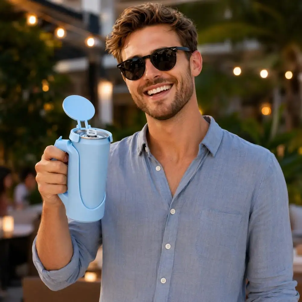 -free Cup Lid 330ml Lid Reusable Snap-on Soda Cover Splash-proof Leak Guard for 11/12oz Sparkling Water Travel Cup Lid for Car