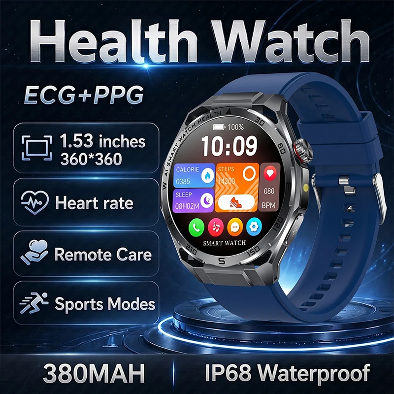 

2026 New Smart Watch ECG Heart Rate Detection Health Detection Remote Care 1.53 Inch 380MAH Multiple Sports Mode Smart Watch Man