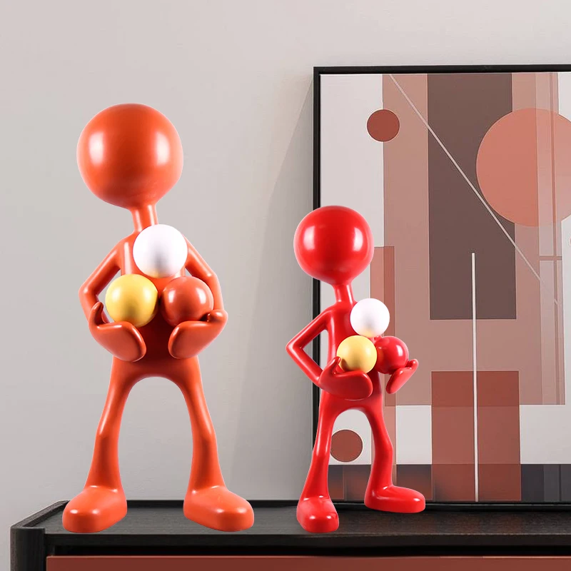 Room Decor Creative Abstract Ball Holding Figure Sculpture Ornaments Figurines Home Living Room Desktop Art Statues Decoration