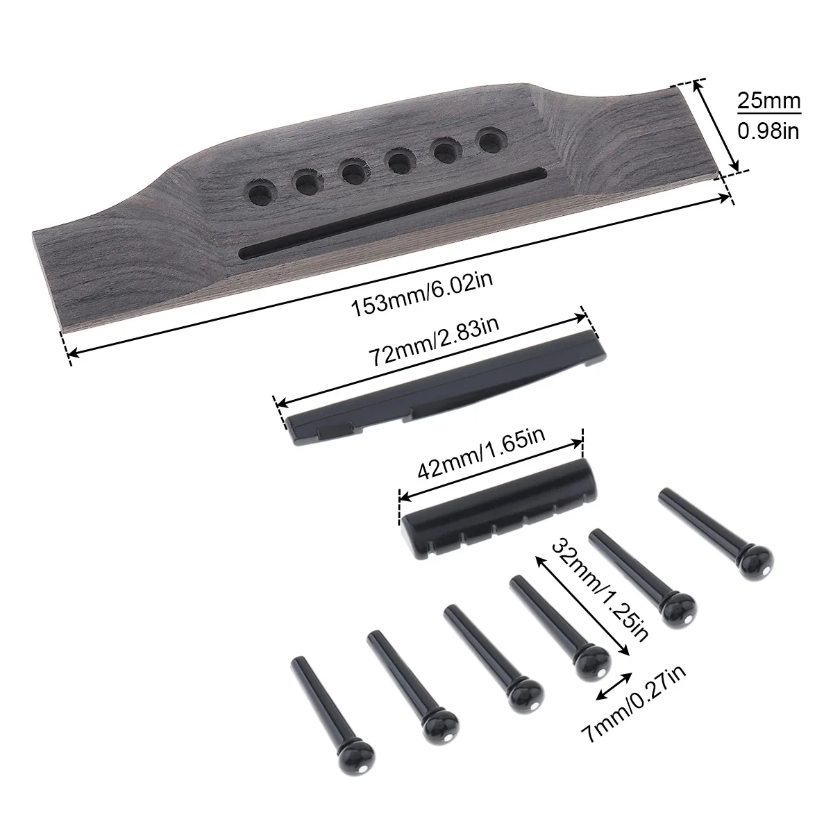 1 Set Holz Akustische Gitarre Brücke Brücke Pins/Sattel/Sattel Sattel Gitarre Teile für 40 41 Zoll Akustische Folk gitarre – Detail 11