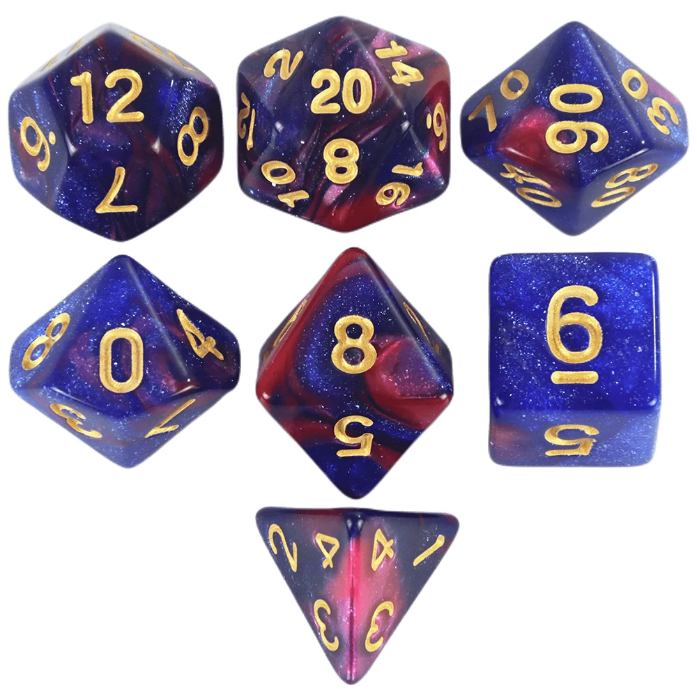 Würfelset, Brettspiele, Rollwürfel, Galaxie-Thema, polyedrisches Würfelset, erstaunlicher bunter Universum-Effekt für DND-Zubehör – Detail 14