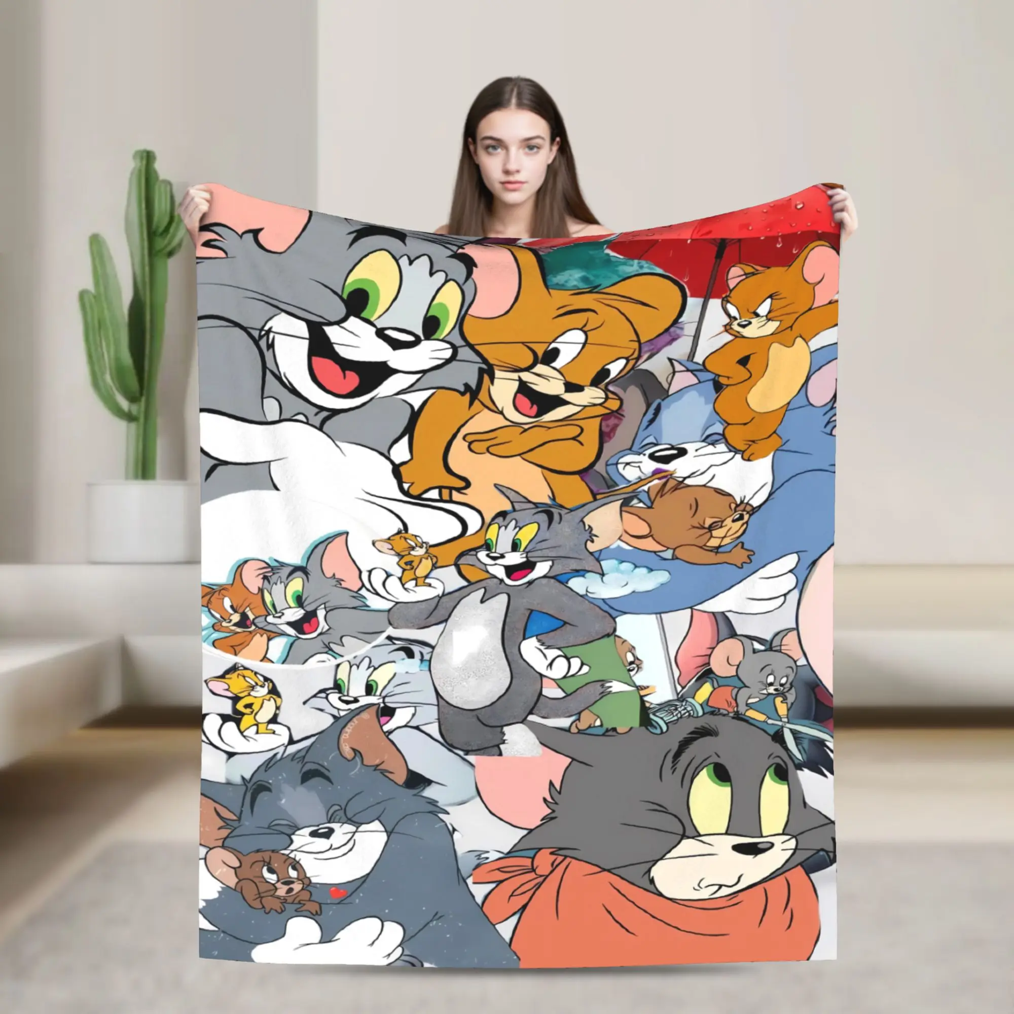 Tom Jerry Dense Mix Anime Blanket Quality Super Soft  Throw Blanket Winter Kids Adult Bedroom Aesthetic Bedspread