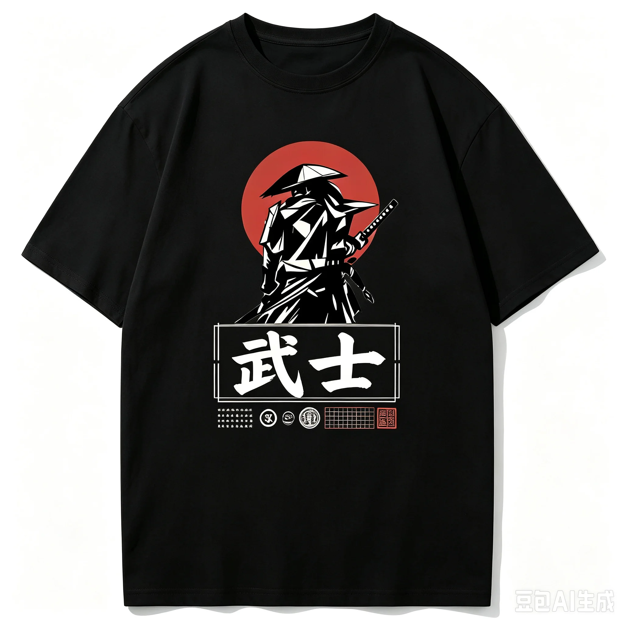 Men Women Vintage Samurai Kanji T Shirt Japan Bushido Red Sun Short Sleeve Tops