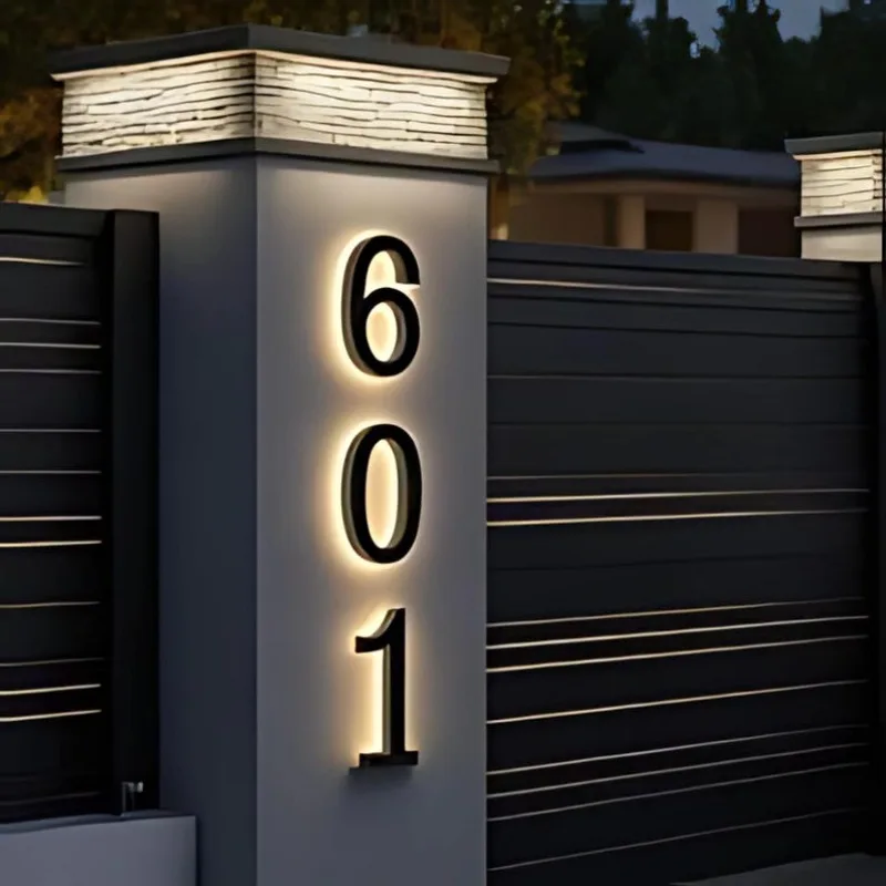 Metal illuminated Led House Numbers Light Outdoor Waterproof Home Hotel Door Plates stainless steel Sign Address