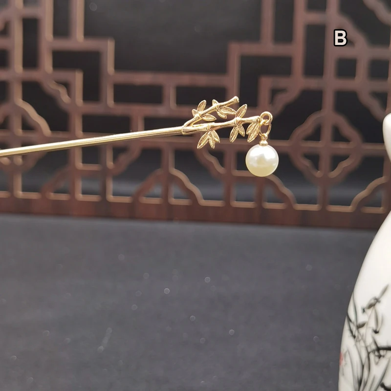 Chinese Hairpins For Women Vintage Bamboo Pearl Hair Sticks Fairy Tassel Golden Retro Hanfu Hair Accessories Female Jewelry