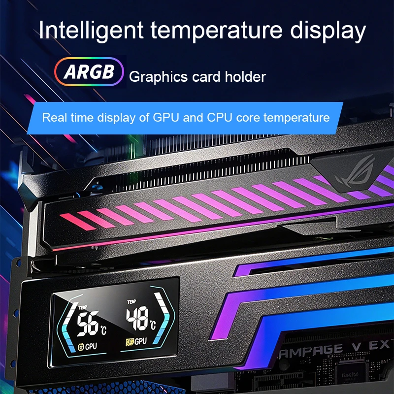 Horizontal Graphics Card Holder, Digital ARGB, Shenguang Synchronous Sea View Room Bracket, Pole, Chassis Support Bracket, Suitable for Colorful 40/50
