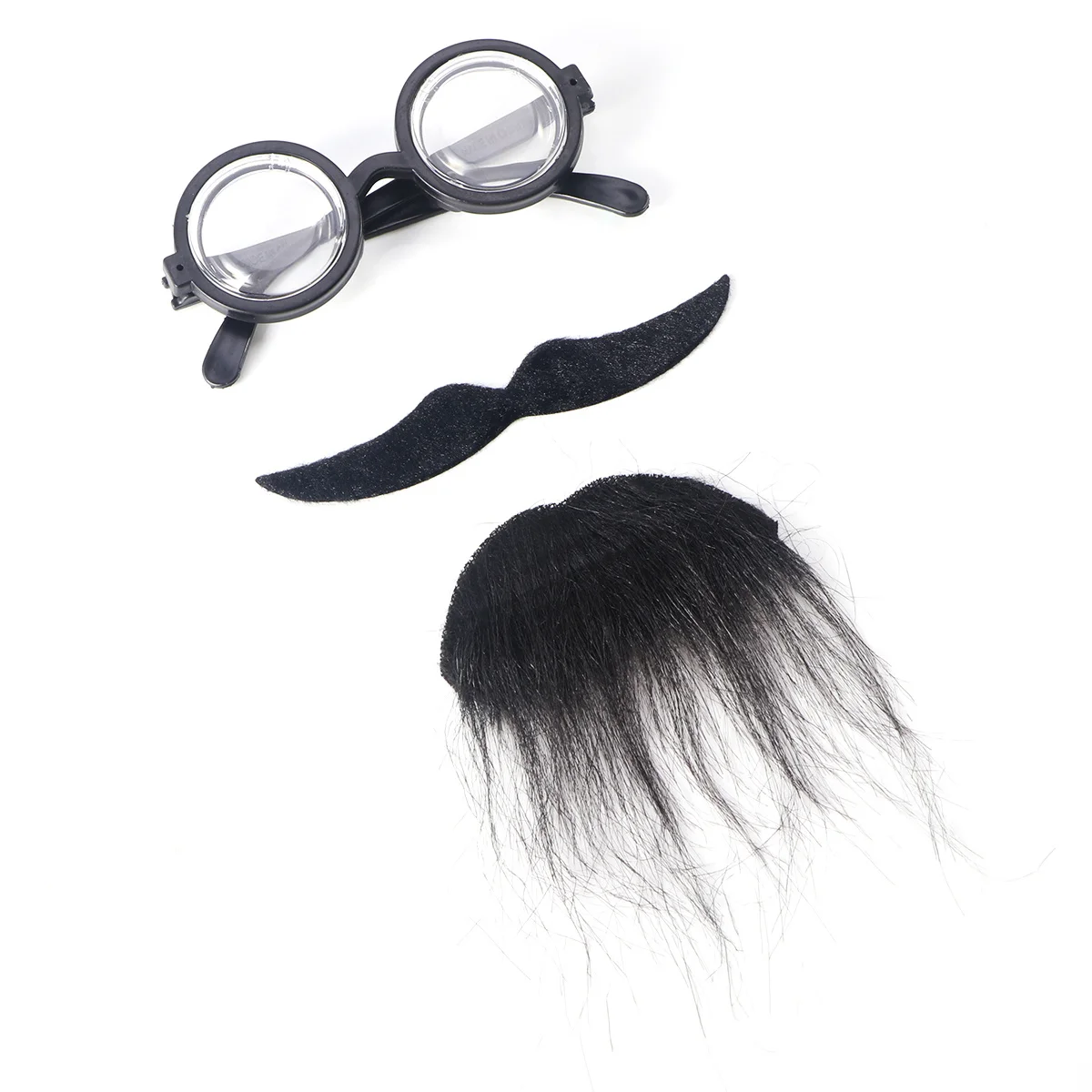 

Three-Piece Fake Mustache Beard Goatee Kit Self Adhesive Durable Facial Hair Props for Halloween Masquerade Party Supplies