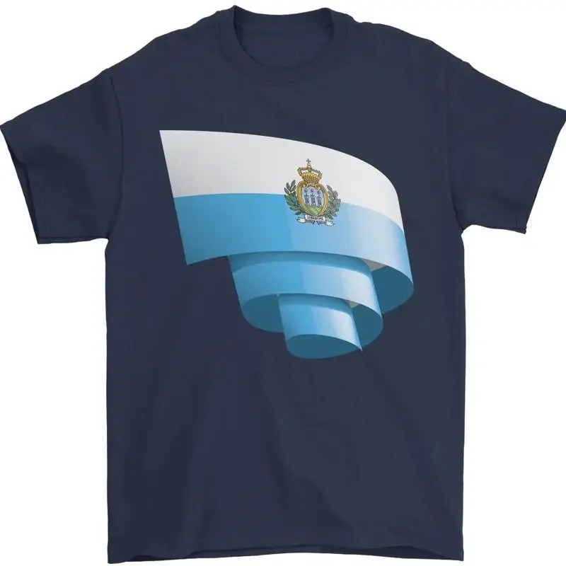Camiseta Krause San Marino Flagge Sammarinese Tag de fútbol para hombre 100% algodón