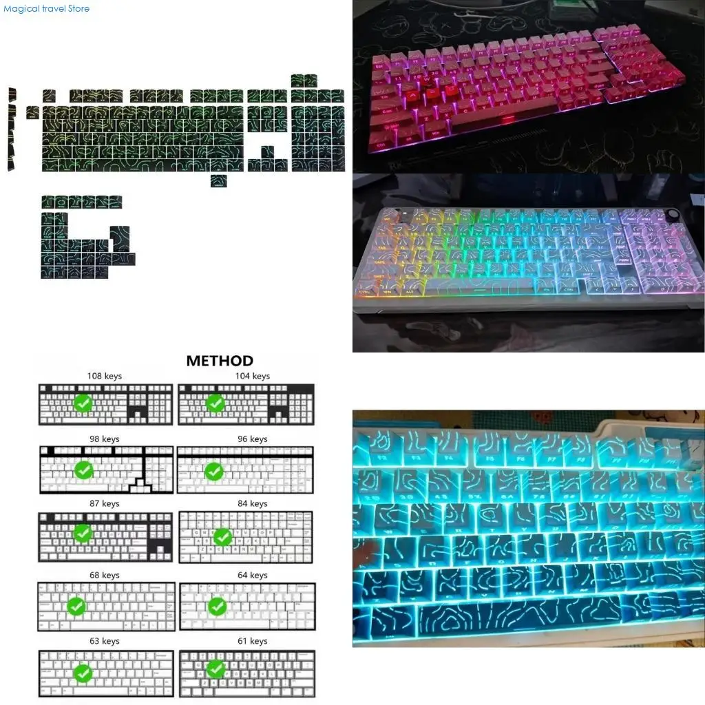 N2UB Lowly Profile Contour4.0 Keycaps 133Piece Set Gradients Side Printing for Ergonomic Typing Caps Ergonomic Design