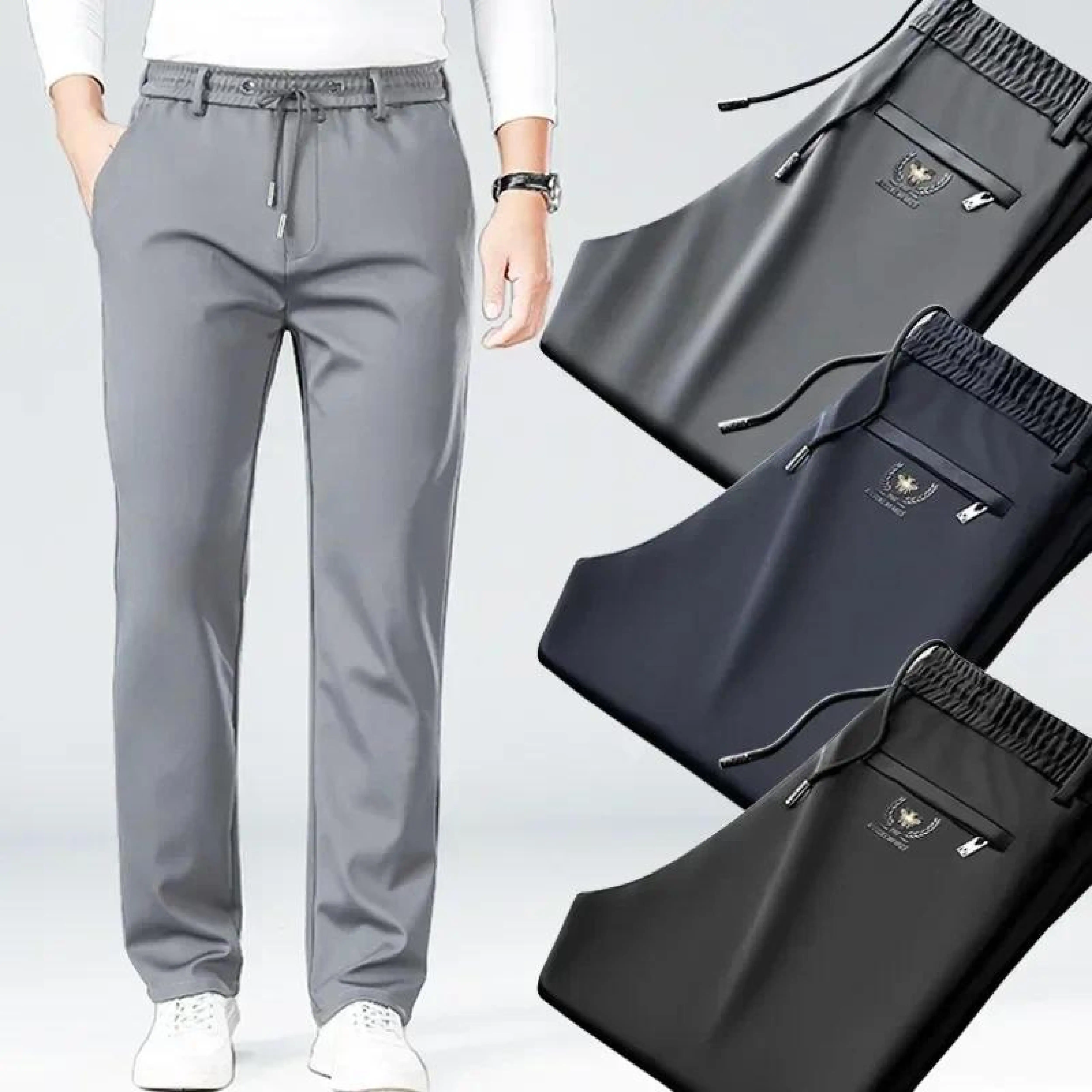 2024 Mens Pants Summer Thin Casual Outdoor Quick-drying Sweatpants Ice Silk Cool Male Straight Baggy Casual Men Trousers