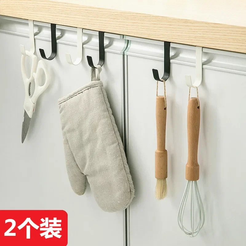 Metal Hooks Kitchen Cabinet Door Back Hook Bathroom Hanging Rack Clothes Coat Hat Towel Hanger Storage Hook Office Accessories