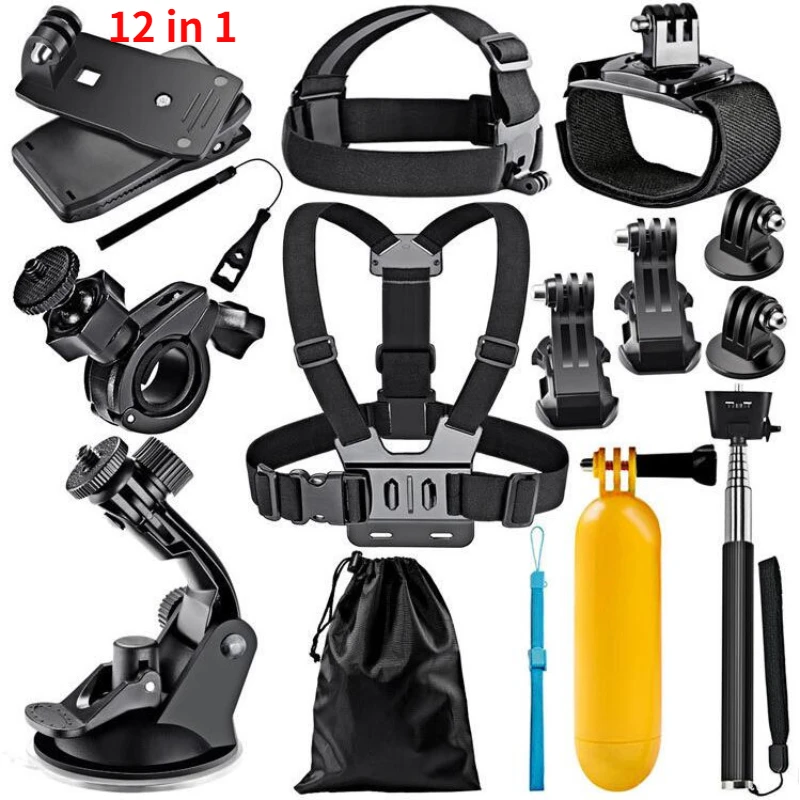 

Gopro Action Camera Accessories Set for Gopro Hero 10 9 8 7 6 5 Outdoor Waterproof Housing Screen Go Pro Kit Universal 12 in 1