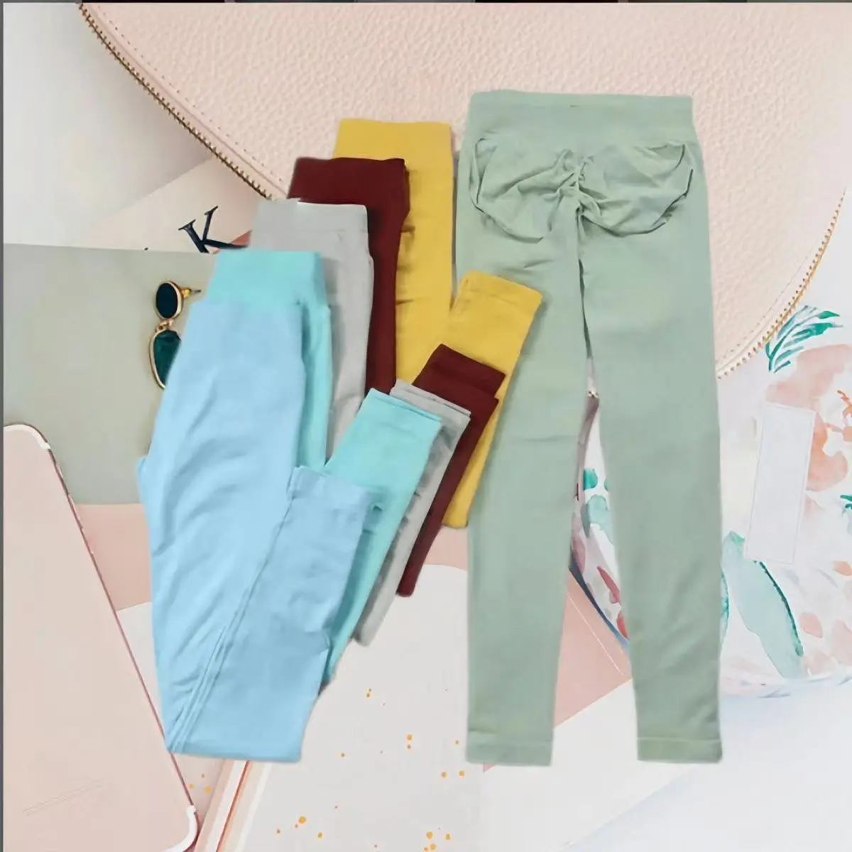 

Женские бесшовные леггинсы для спорта и йоги с низкой ребристой резинкой, одежда для фитнеса и тренировок, тайтсы с эффектом Scrunch Bum