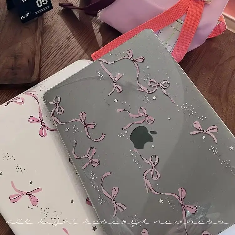 Pink Bow Sparkling Laptop Case For Macbook Neo 2026 A3404 Air 13 15 M4 M5 A3448 Touch Bar ID Pro 14 A3426 Mac 16in A3428 Cover