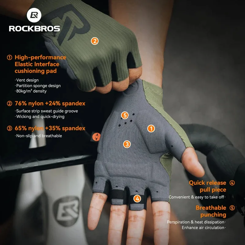 

ROCKBROS Men's Women's Cycling Gloves Breathable Road Bike Gloves Mtb Shockproof Integrally-molded Summer MTB Bicycle Gloves