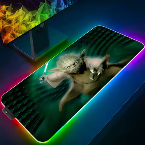 Keyboard Mat Yoda Star Wars XXL LED Gaming RGB Mouse Pad Gamer Pc Accessories Mousepad Anime Game Mats Laptop Rug Computer Desks