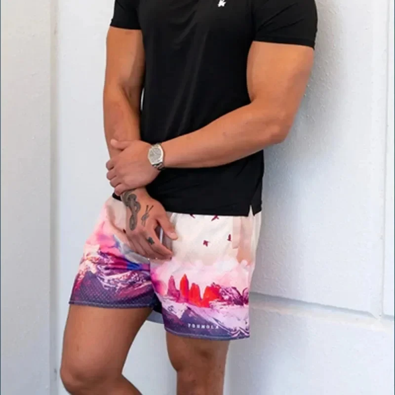 الصيف أزياء عارضة مستقيم الساق السراويل الرياضية الرجال اللياقة البدنية الأخ فضفاضة تناسب لوح التزلج اليومية فضفاضة للجنسين السراويل القصيرة