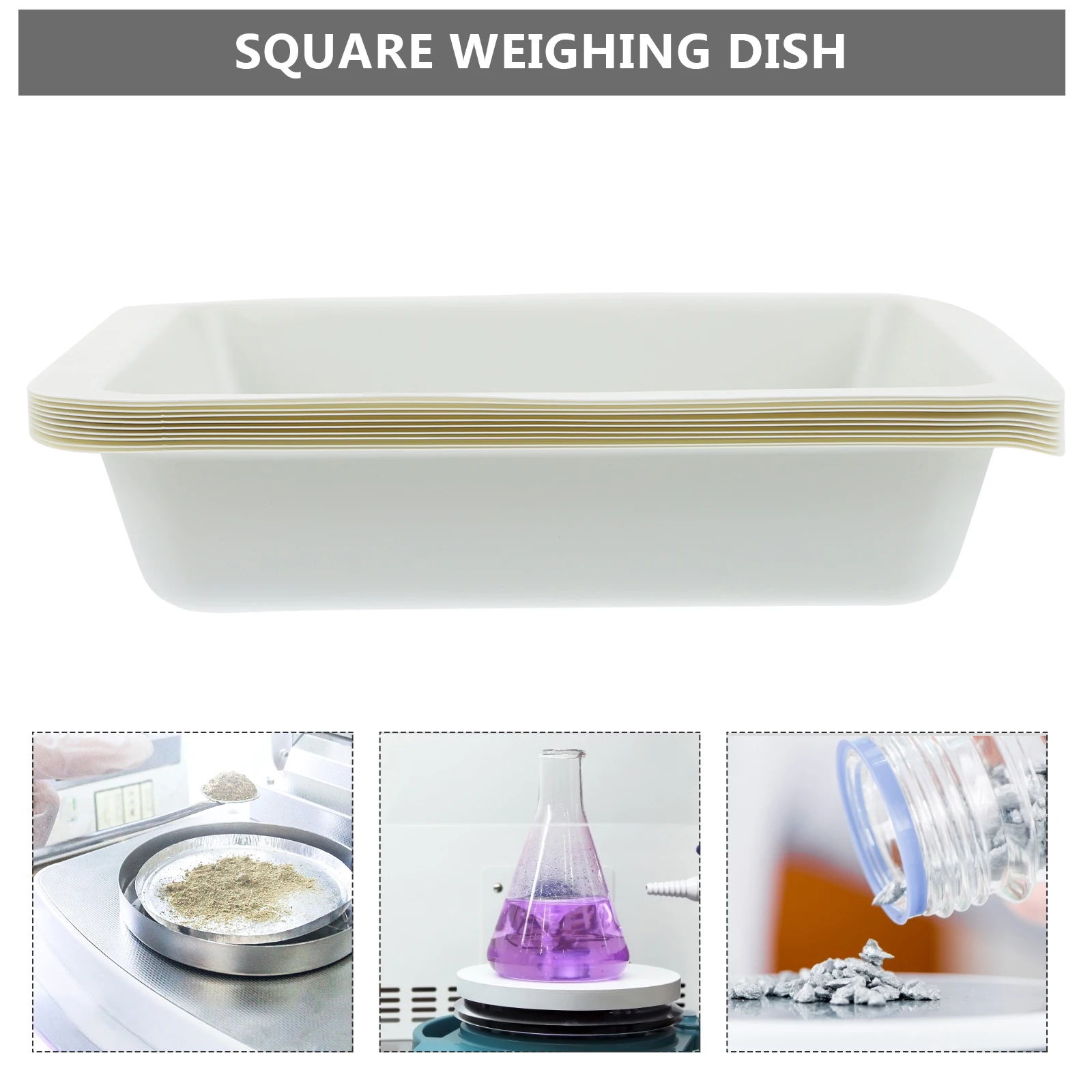 

10 Pcs Plastic Weighing Dish Boats for Scale Ship Type Tray Plates White Measuring Lab Square