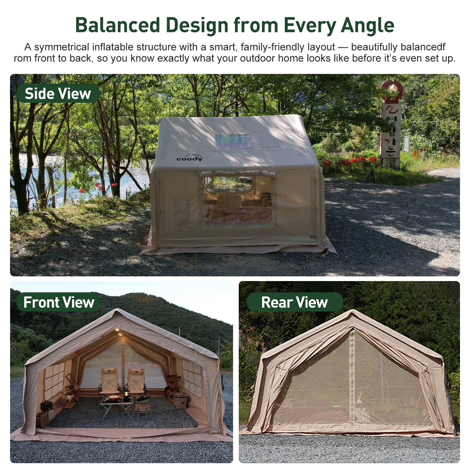 Coody 10.0 Air Tent-Beige 3-6 Person Waterproof Simple Party Cotton Fabric Camping Inflatable TentATV&UTV