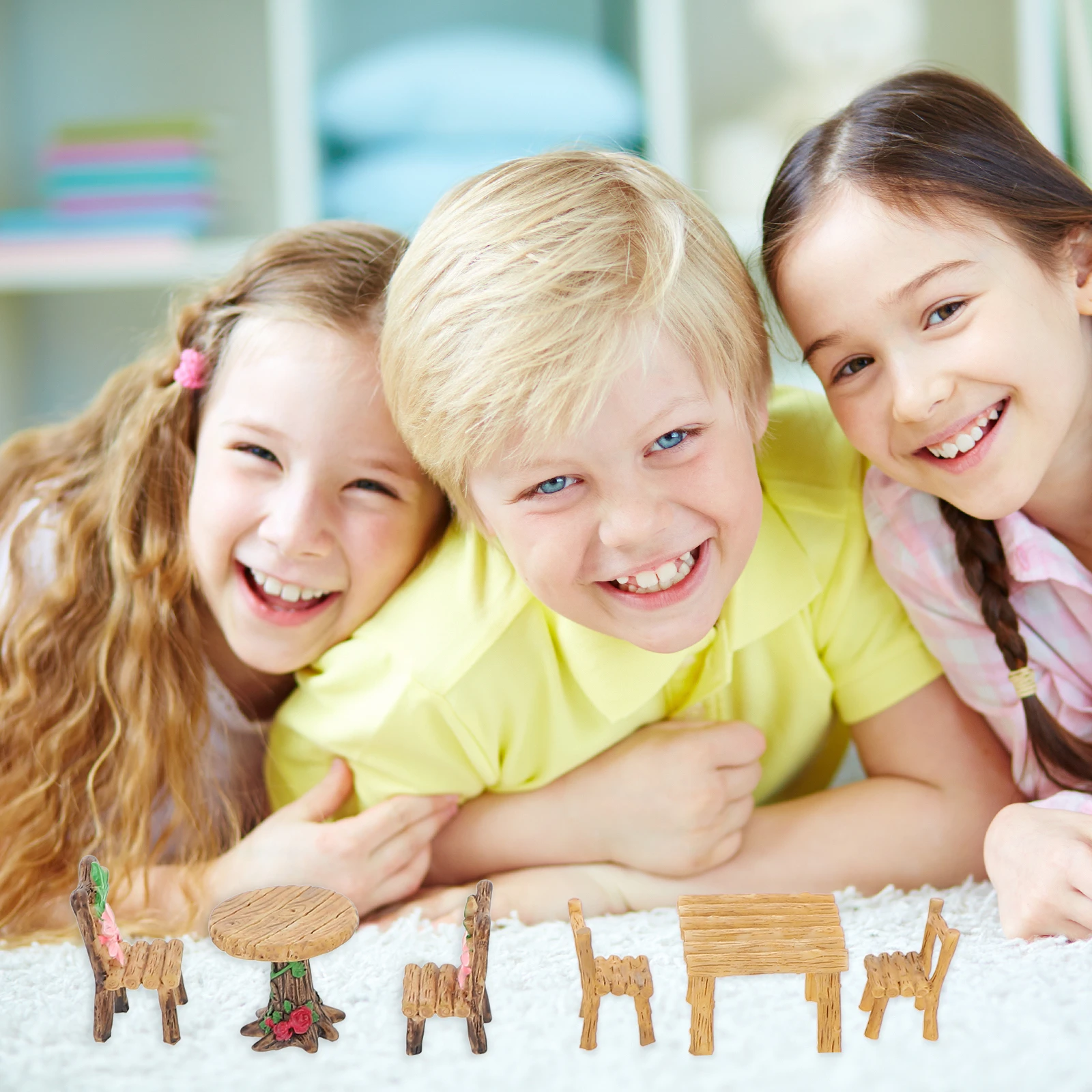 

4Sets Table Chair Resin Craft Miniature Landscape Decoration for Home Desk Office DIY Fairy Garden Accessory Micro Furniture Set