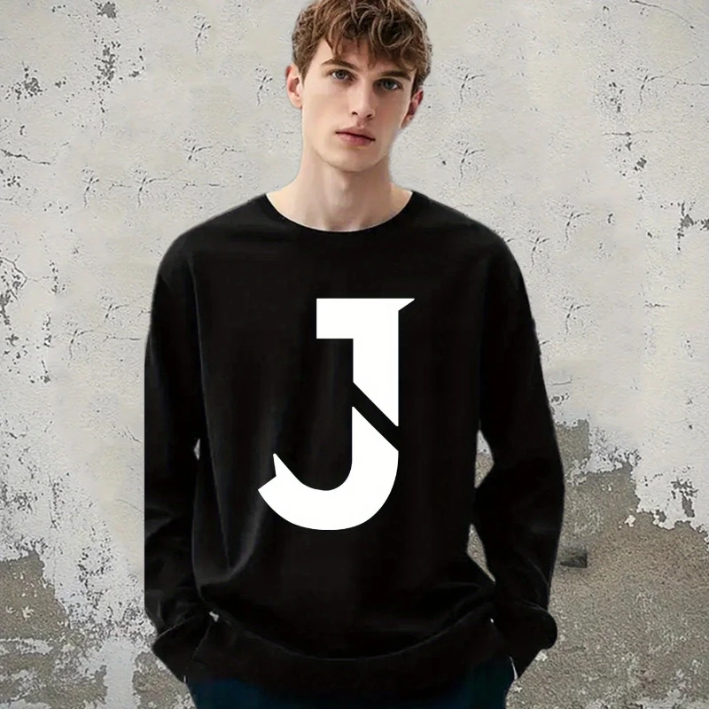 

Mens 100 Long Sleeve Hoodies J Graphic Print Soft 2025 Autumn Winter Round-neck Hoodie Is for Both Men and Women Top
